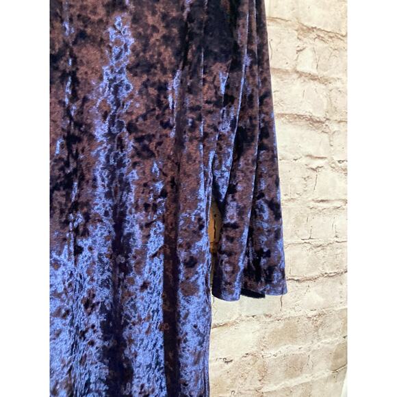 Slinky Brand Top Womens 2X Midnight Blue Crushed Velvet Pullover Tunic Stretch - Picture 5 of 13